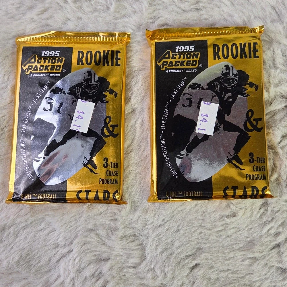 1995 Action Packed Rookie & Stars NFL Football 2 Unopened Packs Pinnacle Gold